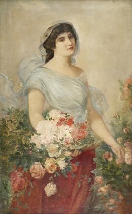 RAMON MARTI ALSINA (Barcelona 1826-1894) Joven con flores