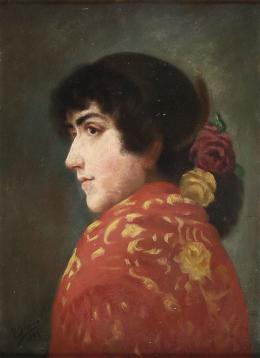 ESCUELA ESPAÑOLA, SIGLO XIX Joven con mantón