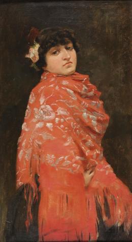 ESCUELA ESPAÑOLA, SIGLO XIX Joven con mantón