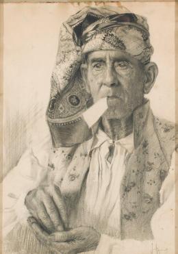 JOAQUÍN AGRASOT ( Orihuela,1836- Valencia,1919) Anciano liando un cigarro