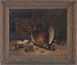 LEON CHARLES HUBERT (1858-1928) Pintor francés BODEGÓN DE CAZA Óleo sobre lienzo 54 cm.x65 cm.