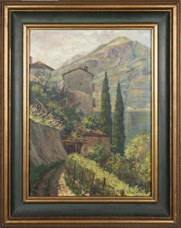 ALAIDE CUPINI MONTORO ( 1902 - 1987). Pintor italiano PAISAJE ITALIANO Óleo sobre tabla de 44 x 33cm.