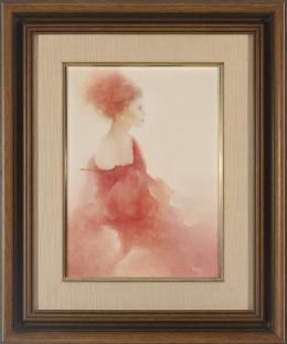 MUJER DE PERFIL EN ROJO.