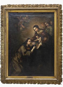 ESCUELA ESPAÑOLA SIGLO XVIII Virgen con Niño con Santa Rosalía de Palermo