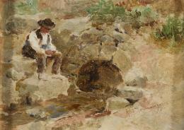 MANUEL DOMINGUEZ (Madrid 1840 - Cuenca 1906) Campesinos en paisajes