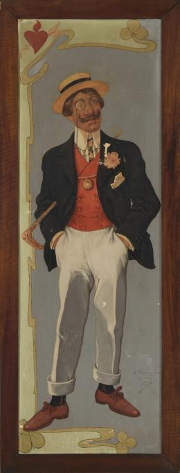 FRANCISCO RAMON CILLA (1859-1937). Pintor e ilustrador cacereño 
PERSONAJE CON CANOTIER