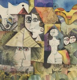 EDUARDO ALCOY (Barcelona, 1930-Mataró, 1987) Composición surrealista
