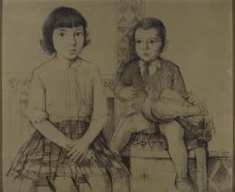 FRANCISCO HERNÁNDEZ (Melilla,1932 - Vélez-Málaga, 2012) Retrato de María Dolores y Miguel, 1965
