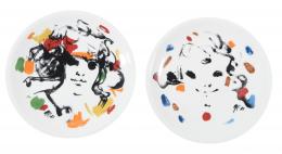 PAREJA DE PLATOS EN PORCELANA ESTAMPADA