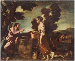 ATRIBUIDO A PEDRO DE ORRENTE (1580-1645) Pintor murciano
JESÚS Y LA SAMARITANA