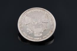 MONEDA Realizada en plata en su color. UNITED STATES OF AMERICA. FIVE TROY OUNCE .999 SILVER. 2002
