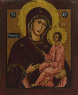 THEOTOKOS DE TIJVIN, ICONO RUSO DE LA CIUDAD DE TIJVIN. RUSIA, S.XIX