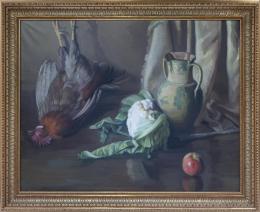 BODEGÓN CON VERDURAS, JARRÓN Y GALLO, S.XX