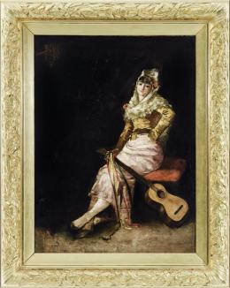 BENITO BELLI (Barcelona, 1850-1899) Maja con guitarra