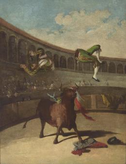CIRCULO DE EUGENIO LUCAS (Escuela madrileña, siglo XIX)
La cogida del torero
 