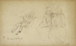 CECILIO PLA (1860-1934) Pintor valenciano PERSONAJES Dibujo a lápiz en papel 44,50 cm. x51,50 cm.