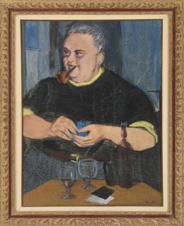 ISMAEL GONZÁLEZ DE LA SERNA (1898 - 1968). Pintor guadalajareño RETRATO DEL HOTELERO DE PUNTEAUX, CAMILE RENAUD,1950 Pastel sobre papel 107 cm. x75 cm.