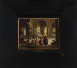 EUGENIO LUCAS (1817-1870) Pintor español INTERIOR DE UNA CATEDRAL. Óleo sobre tabla 49,80 cm. x57,30 cm.