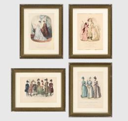 CUATRO IMPRESIONES A COLOR DE "LA MODA ELEGANTE ILUSTRADA"