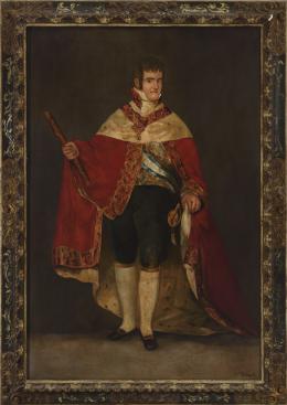 SEGUIDOR DE GOYA (FIN s.XIX) Fernando VII con manto real