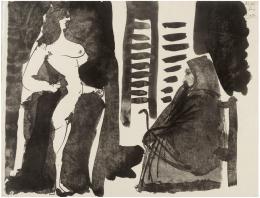 PABLO PICASSO (Málaga, 1881-Mougins, Francia, 1973) Fille nu et vielle femme