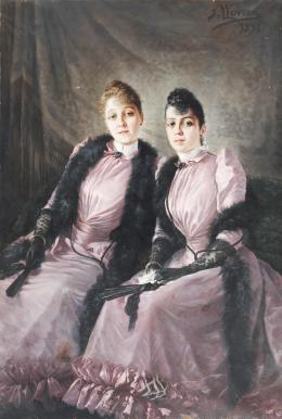 JOSEP LLOVERA BOFILL (Reus, 1846-1896) Retrato de dos damas, 1891