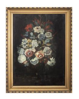 BODEGÓN CON FLORES SIGUIENDO MODELOS HOLANDESES DE FINALES DEL S. XVII. REALIZADO ENTRE A FINALES DEL S. XIX - PRINCIPIOS DEL S. XX