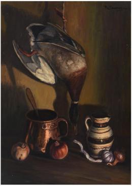 RICARDO TARREGA VILADOMS (Barcelona ,1904-1999) Bodegón del pato