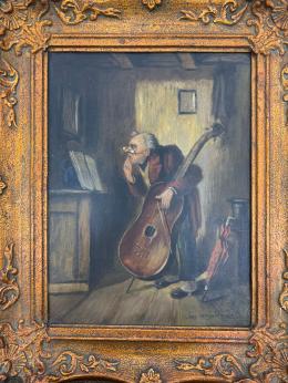 JOSEF OHLIGSCHLÄGER (Alemania 1877 - 1959) El viejo violonchelista
