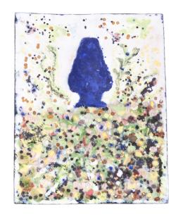 ATRIBUIDO A CAMILLE FAURÉ (Francia, 1874 - 1956) Placa decorativa, jarrón azul con flores