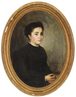 RICARDO VILLODAS Y DE LA TORRE (1846 - 1904) Pintor madrileño
RETRATO DE LA PRIMA DEL PINTOR, 1869