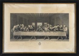RAPHAEL MORGHEN (1758 - 1833) Grabador italiano LA ÚLTIMA CENA SEGÚN LEONARDO Grabado sobre papel 88 cm.x120 cm.