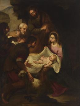 SEGUIDOR DE MURILLO, S.XVIII Adoración del Niño Jesús