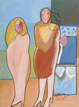 ALBERTO CAVAZOS (San Nicolás de los Garza, Nuevo León, México, 1939) Dos mujeres