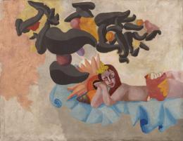 JORGE CASTILLO (Pontevedra, 1933) Desnudo sobre manto azul