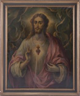 ESCUELA ESPAÑOLA, S.XX Sagrado Corazón de Jesús Óleo sobre lienzo 97 cm.x80 cm.