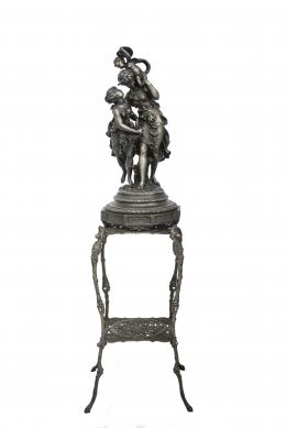 MATERNIDAD CON DOS NIÑOS, ESCULTURA DE CALAMINA PATINADA, PRIMERA MITAD S.XX