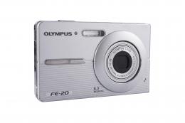 CÁMARA DE FOTOS OLYMPUS FE-20, PLATEADA 8.0 Megapixels. Af 3x optical zoom 6.3-18.9 mm 1:3.1-5.9. No se garantiza el funcionamiento. Batería descargada.   