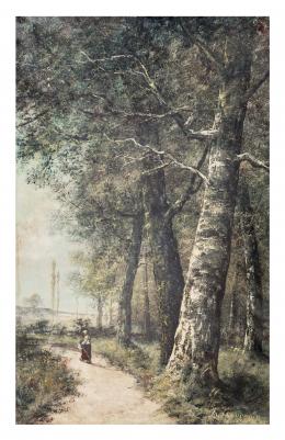 RENÉ GOURDON (Francia, 1855 - ?) Camino con figura