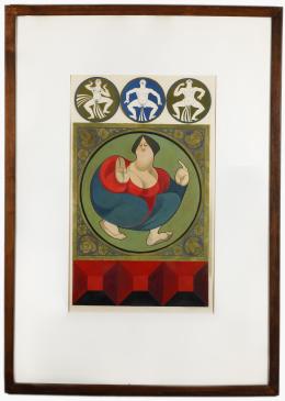 A. CABALLERO (1968) DAMA EN CÍRCULO Collage 63 cm.x39 cm.