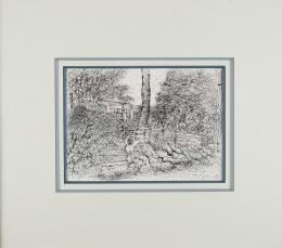 JEAN CARZOU (Aleppo, Siria, 1907- Marsac-sur-l´isle, Francia, 2000) LE BANC, 1984 Plumilla sobre papel 52 cm. x60 cm.