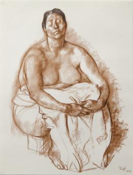 FRANCISCO ZUÑIGA (1912 - 1998). Artista Costarricense MUJER EN DESCANSO, 1973
