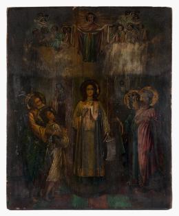 ICONO CON LA PROTECCIÓN DE LA VIRGEN MARÍA, RUSIA FF.S.XIX