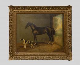 WALKER MORRIS ( act.1850-1871). Pintor británico. CABALLO CON PERRO