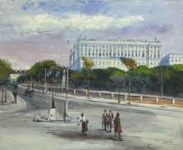 SANTIAGO DÍAZ SANTOS (1940) Pintor madrileño
PASEO DE SAN VICENTE Y PALACIO REAL, MADRID C. 1907