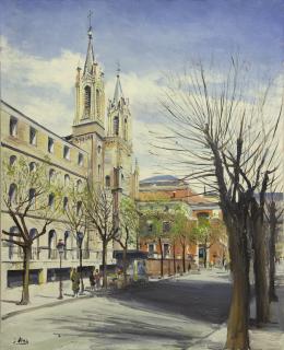 SANTIAGO DÍAZ SANTOS (1940) Pintor madrileño
VISTA DE LA IGLESIA DE SAN JERÓNIMO EL REAL, MADRID