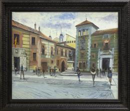 SANTIAGO DÍAZ SANTOS (1940) Pintor madrileño PLAZA DE LA VILLA, MADRID