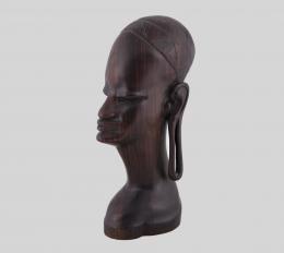CABEZA AFRICANA, TALLADA EN ÉBANO. ÁFRICA, S. XX