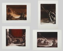 ANDRÉS BARAJAS DÍAZ (1941) Artista jienense LOTE DE 4 GRABADOS: LA FIESTA, DESESPERACIÓN, CLEMENCIA y LA VERGÜENZA 3 grabados horizontales de 38.2 x 53 y un grabado vertical de 53 x 38.2 cm.