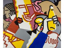 JORGE ORTUÑO RUBIO (Barcelona, 1927) DE FIESTA, 1990. Acrílico sobre lienzo 73 cm.x60 cm.